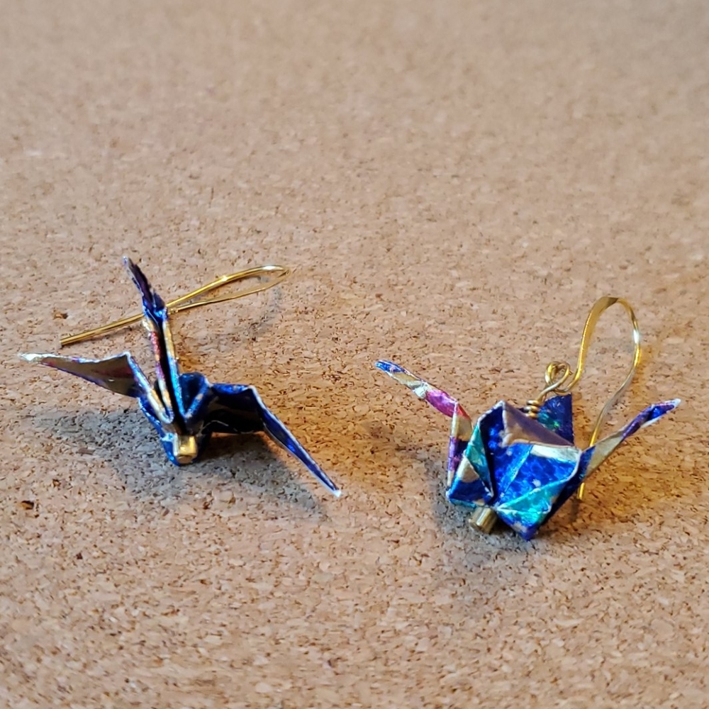Hand Made Origami Earrings - Picture 3 of 4